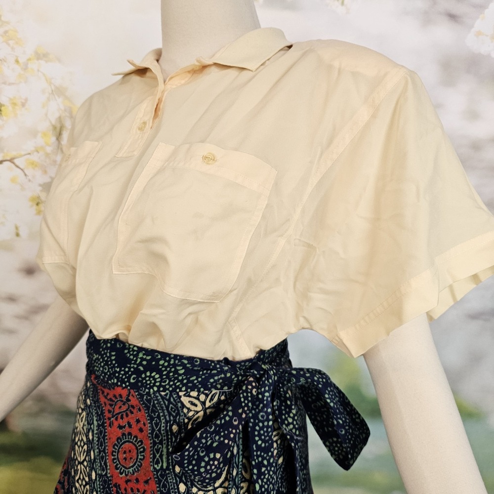 Vintage 1980's Diane Von Furstenberg Blouse Top Shirt Buttery Yellow Designer - Picture 3 of 15